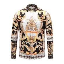 Истинный ревеллер ночной клуб рубашки дизайн Мужская мода с длинным рукавом черный белый золотой цветок блузка персонаж печати Ангел рубашка-смокинг