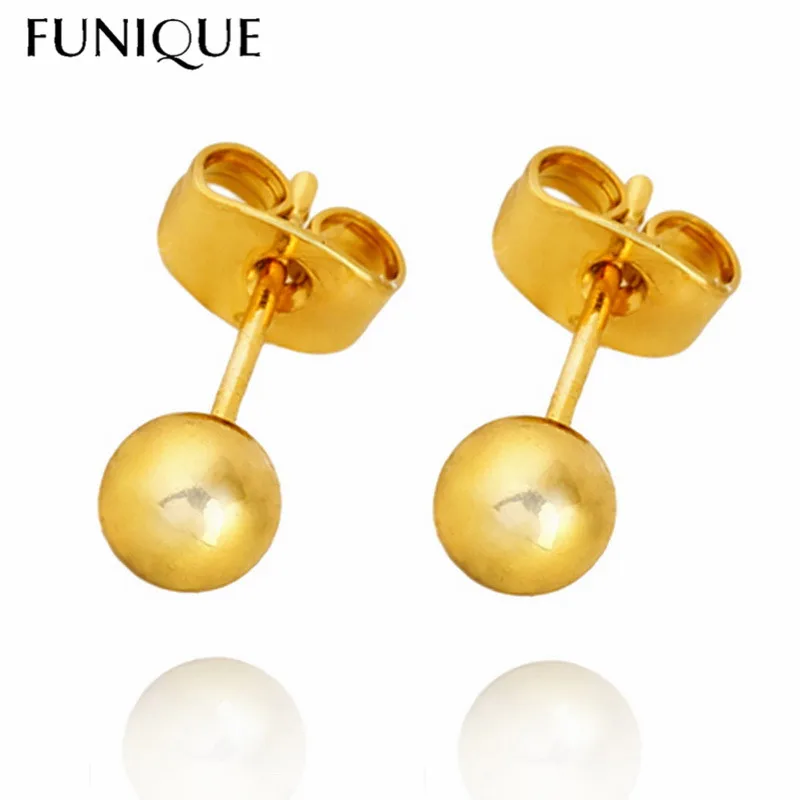 

FUNIQUE 1Pair Gold Color Ear Stud Dots 0.8mm With Earring Back Stoppers 5mm Fashion Design Ear Stud For Men Women Earrings