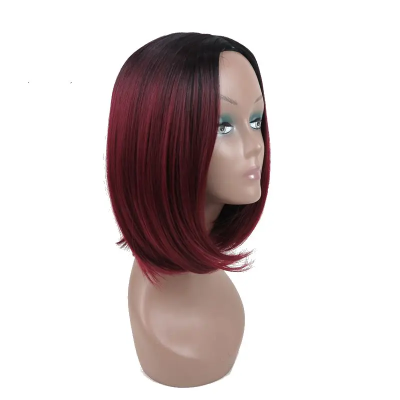 ombre burgundy bob style synthetic wig01