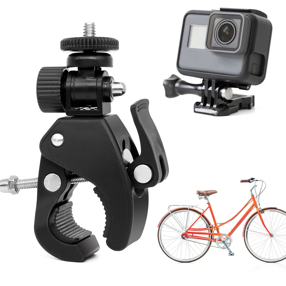 360° Rotation Bicycle Aluminum Bike Handlebar Adapter Mount Clip for GoPro 6 5 4 