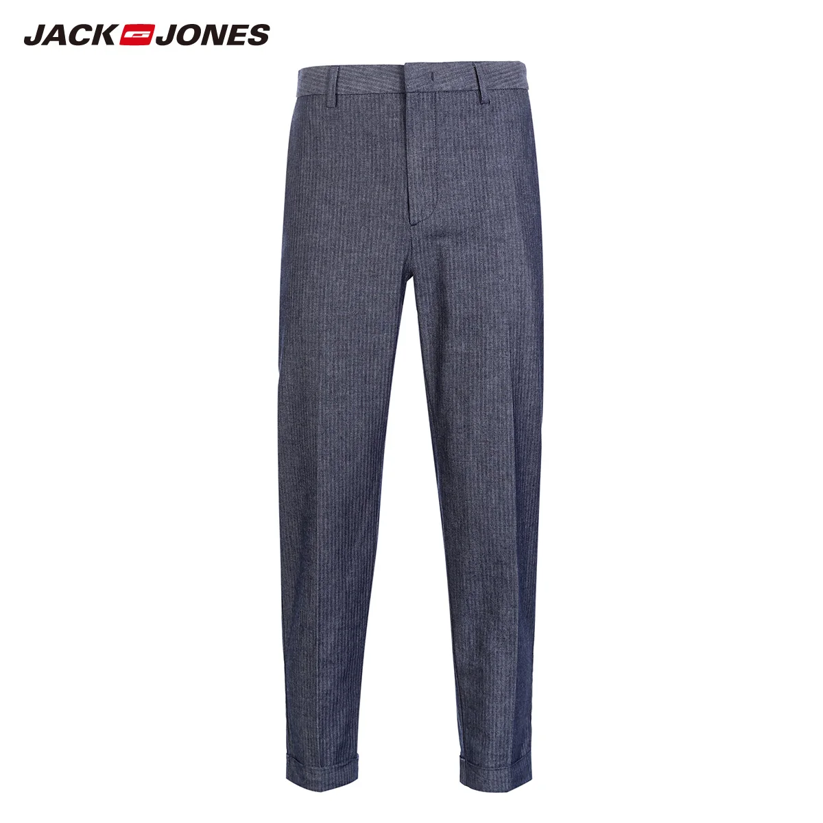 JackJones мужские хлопковые темно-синие полосатые повседневные укороченные брюки 219114541 - Цвет: NIGHT SKY