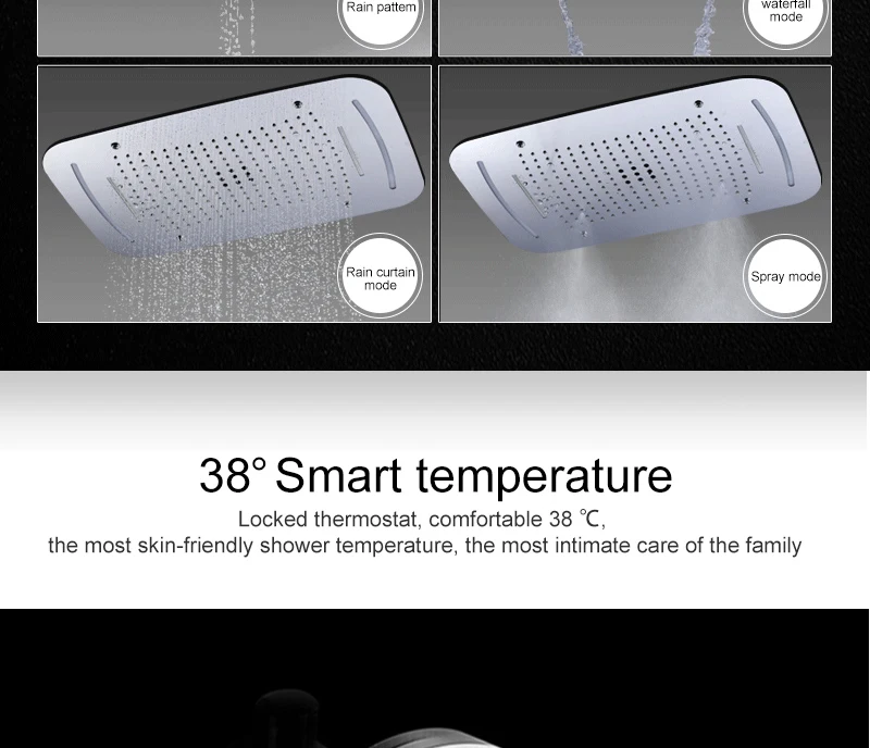 Hm 5 функций Reccessed осадков водопад Mistfall потолочная душевая головка термостатический душевой набор настенный спа массажный Душ