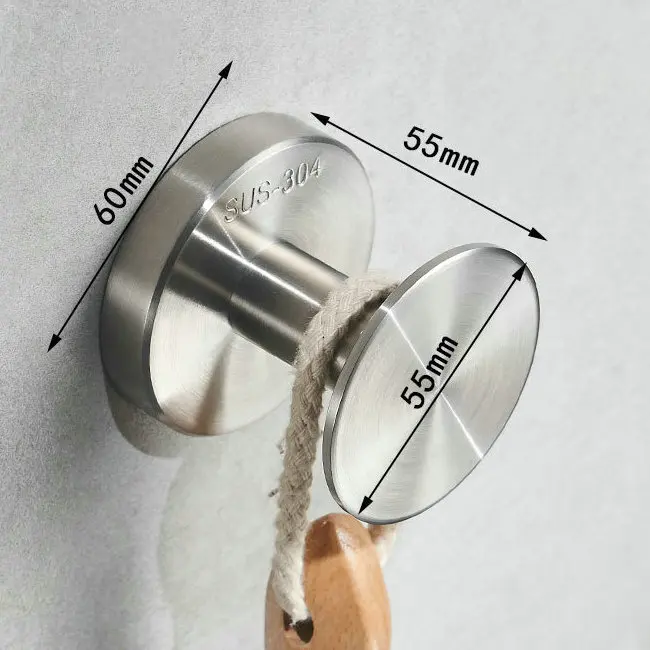 Круглые крючки для халатов из нержавеющей стали, настенный крючок для полотенец, крючок для одежды, аксессуары для ванной комнаты - Цвет: brushed 55mm