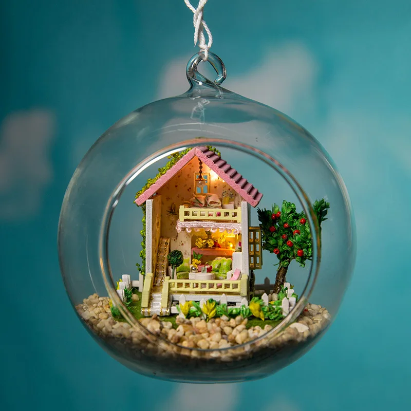 DIY кукольный домик с мебелью стеклянный шар Микро пейзаж ремесло орнамент ручной работы подарочные игрушки мини-Сладкая идея и желание G007# E