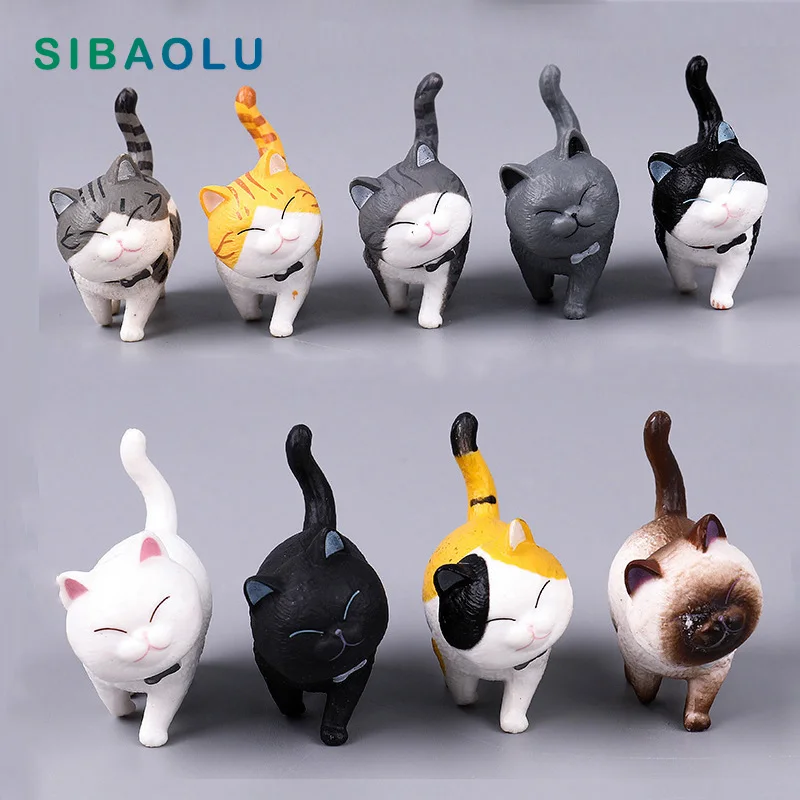 

Walking Cats Model Mini KittenBell figurine cartoon animal fairy garden home miniature ornament desk decoration DIY accessory