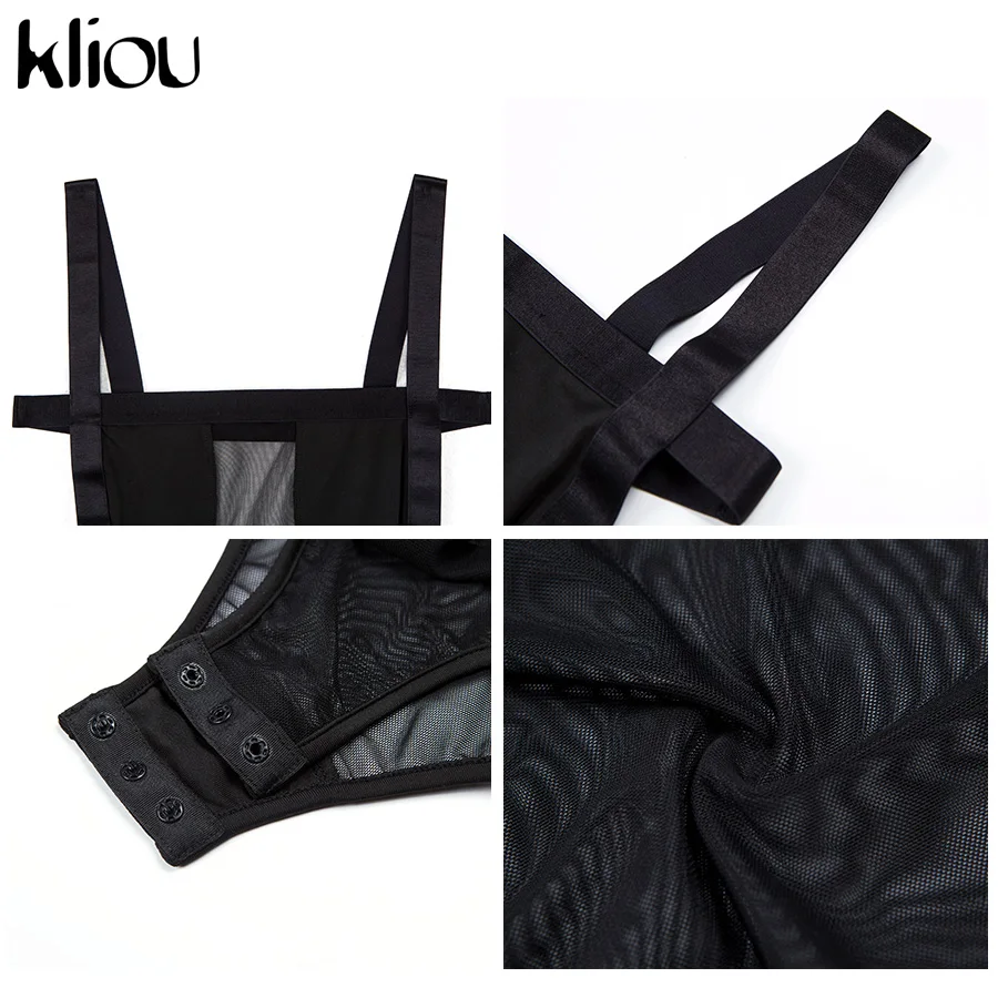 Kliou 2018 السروال القصير إمرأة ارتداءها أنيقة الصيف عارية الذراعين الدانتيل وزرة مثير شبكة سوداء Bodycon Combinaison فام بذلة أعلى