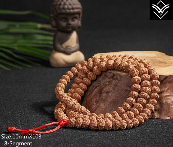 Рудракши 8 сегментов 10mmX108 или полная ступня браслет с изображением Будды