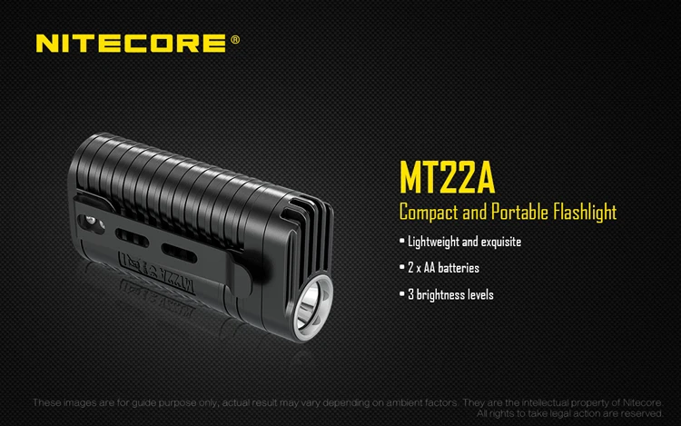 TOPSALE NITECORE 3 цвета MT22A CREE XP-G2 S3 светодиодный светильник, вес ладони, портативный флэш-светильник, Открытый Туризм