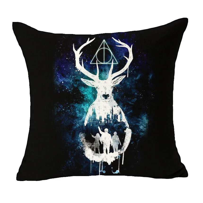 

Harry Potter Death Symbols Throw Pillow Cover Decorative Massager Pillows Linen Zip DIY Home Decor Gift"18X18''