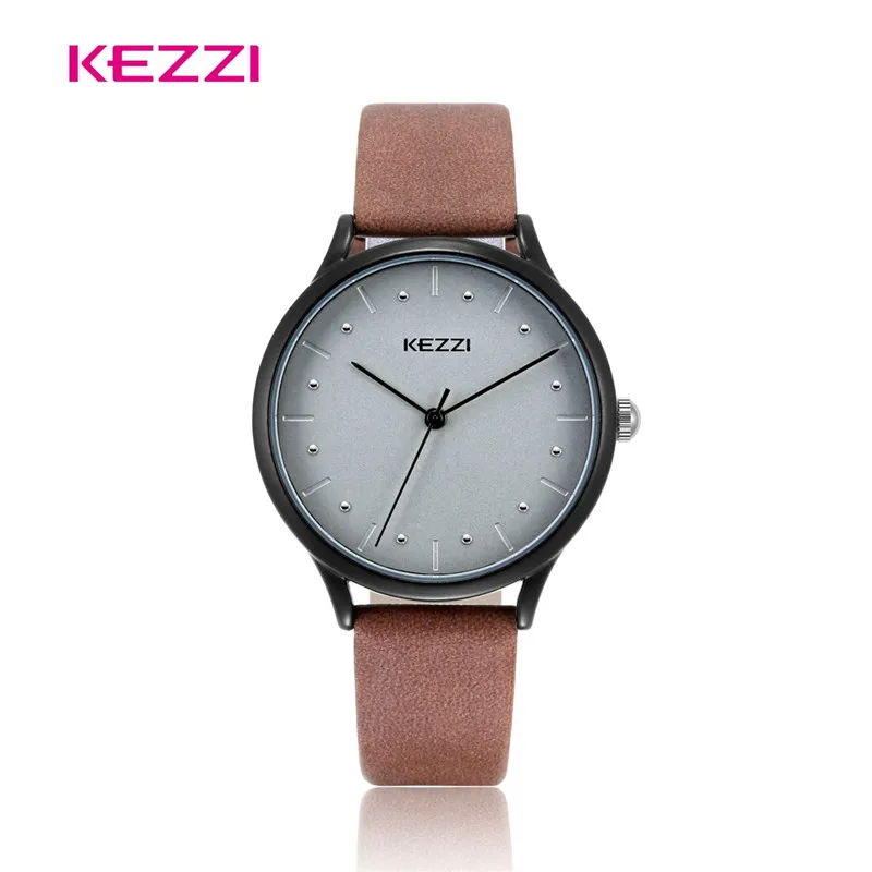 KEZZI женские часы Reloj Топ Роскошные простые круглые черные коричневые стильные Montre