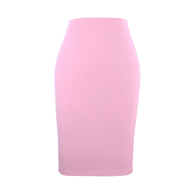 Длина до колен bodycon шифон Лето Офис Работа Женская юбка-карандаш плюс размер ампир женщин туго - Цвет: pink