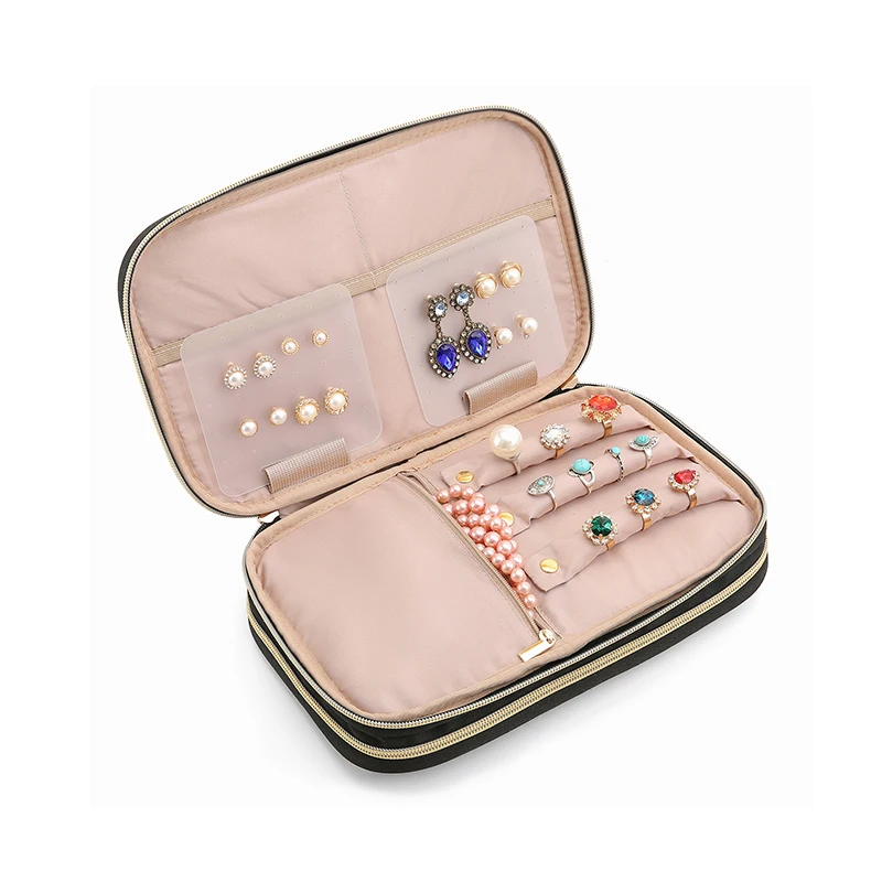 bagsmart Travel Jewellery Organizer Bag Large Double-layer Jewelry Case for Rings Necklaces Earrings Bracelets