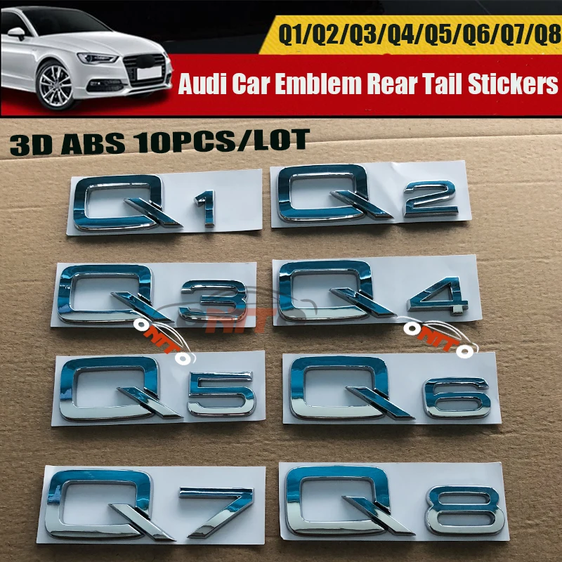 

2018 1pcs New Car-styling ABS Auto Emblem For Audi Q1 Q2 Q3 Q4 Q5 Q6 Q7 Q8 logo Letter Stickers Car Tail Rear Boot Decor Badge