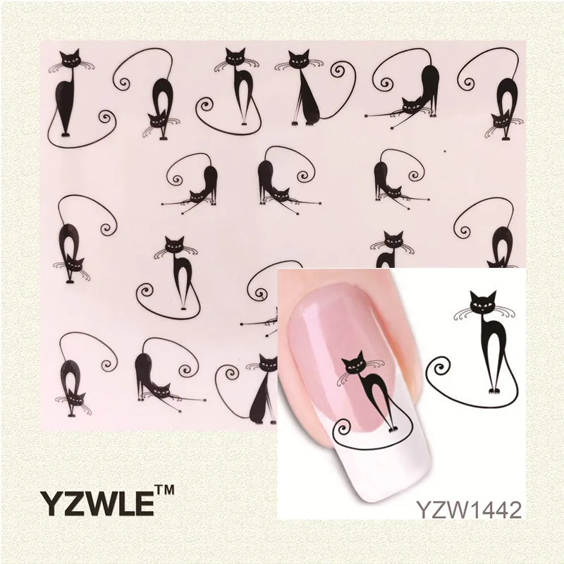 

YWK Loveliness Cat Water Transfer Nail Stickers Gel Beauty Decal Makeup temptation Cartoon Cat Sweetheart Animation