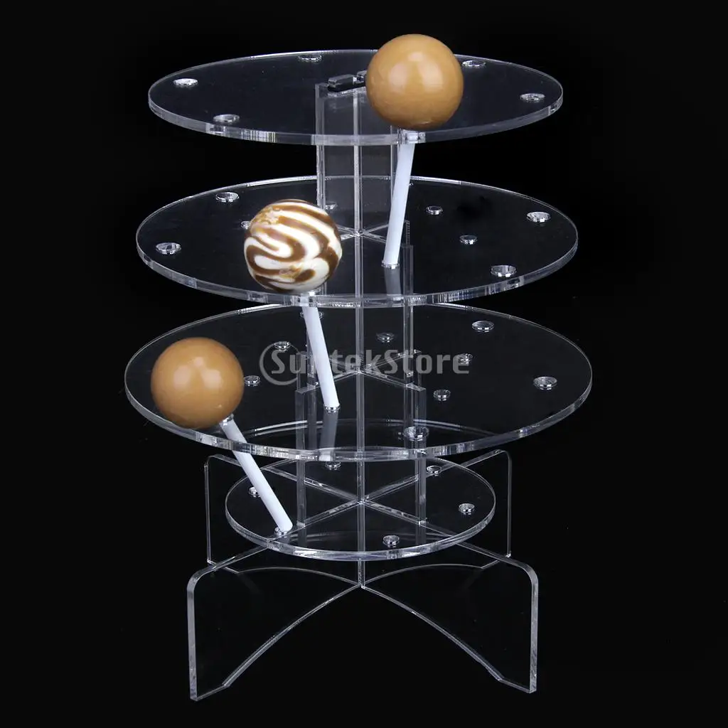 

New 2015 3-Tier 18 Holes Acrylic Cake Pop Lollipop Cupcake Display Stand Free Shipping