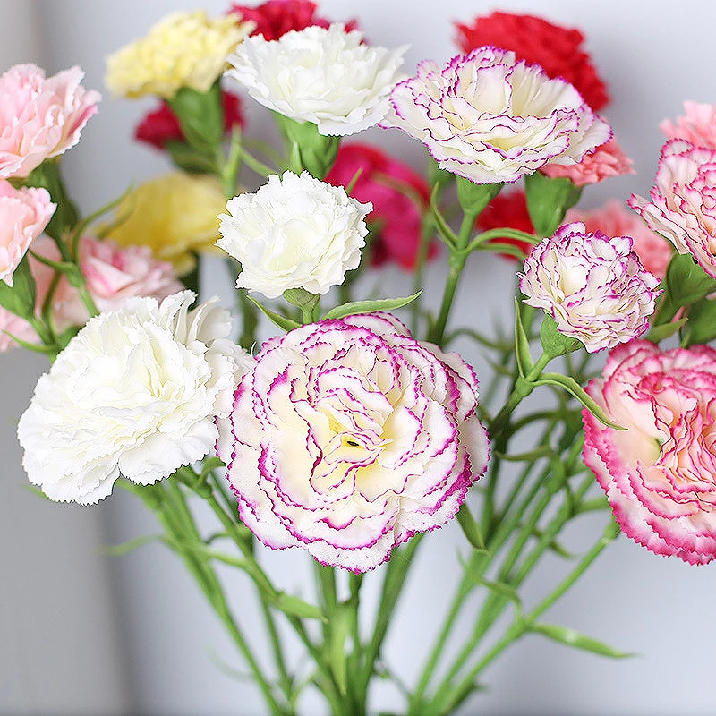 

Real Feeling Carnation Flower Bouquet Artificial Fake Flower Branch Home Wedding Party Holiday Decoration Mother's Day Gift DIY