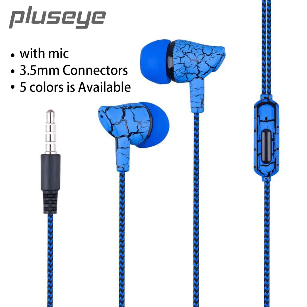 hot sell 3.5 mm Braid Cord Earphone Crack Universal In ear Headset with