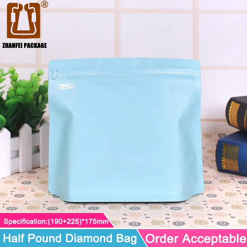 ZHANFEI 20 шт полуфунт ziplock сумка с инкрустацией алюминиевая фольга kraft бумага трапециевидный кофе в зернах сушеные пищевые сумки для хранения