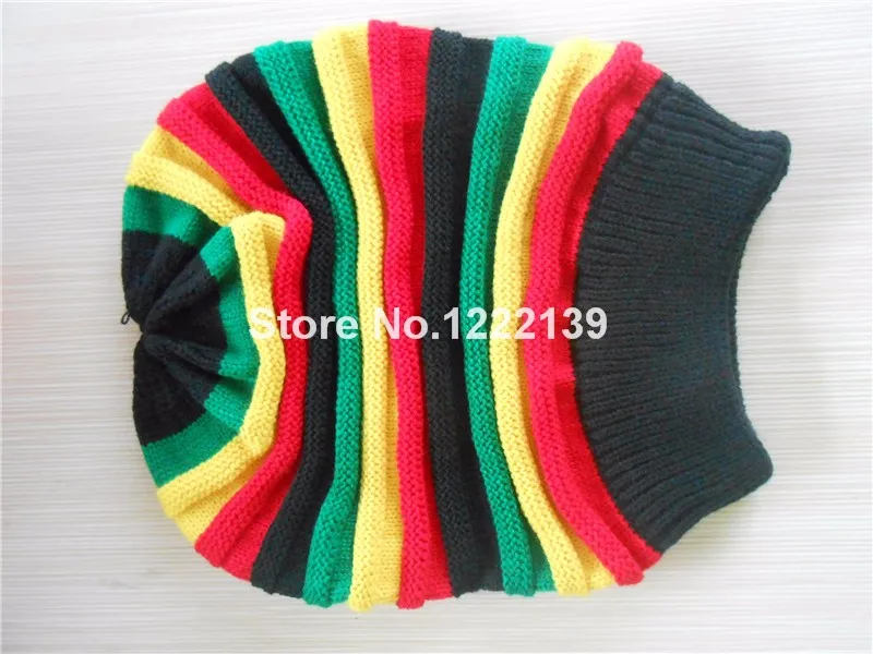 5 шт./лот, модная шапка Bob Marley Jamaica Rasta Gorro Slouch Beanie, зимняя вязаная шапка в разноцветную полоску в стиле хип-хоп, мешковатая шапка