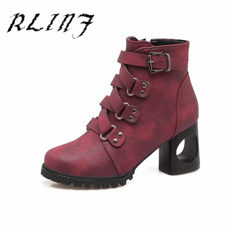 Des Martin gris Étanche rouge Femmes Épais Bottes Courtes De Haute forme Talon Nouvelle Rlinf Noir Plate Avec hCrQBsxtd