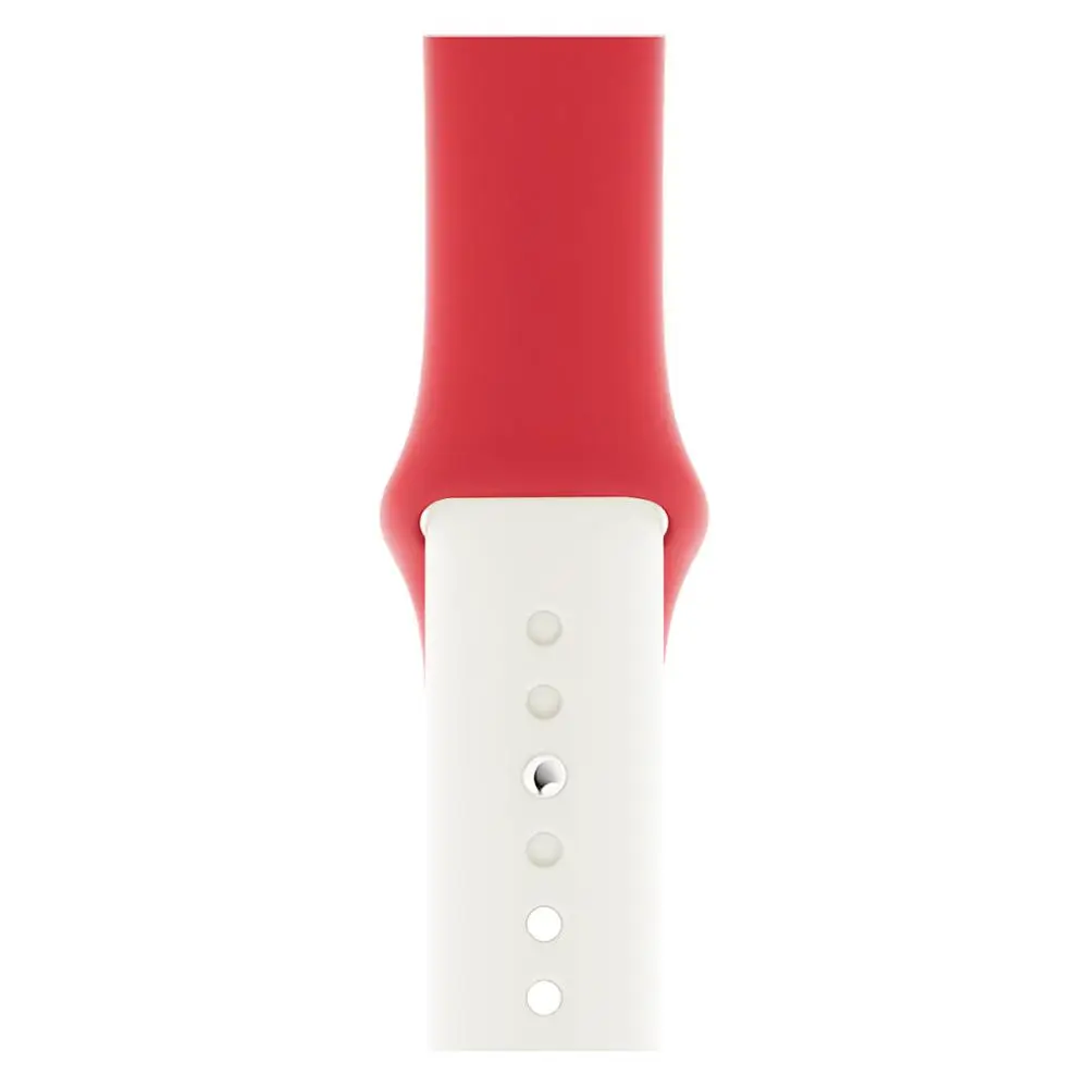 Мягкий силиконовый спортивный ремешок для Apple Watch 4 3 2 1 полосы 38 мм 42 мм ремешки резиновый ремешок для часов Iwatch серии 4 40 мм 44 мм - Цвет ремешка: red white