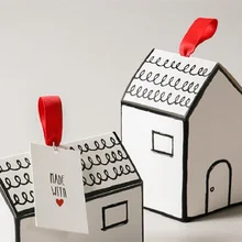 Оптовый пользовательский маленький дом коробка nougat печенье конфеты праздничная подарочная коробка Свадьба конфеты подарок коробка выпечки Упаковка 50 шт./компл