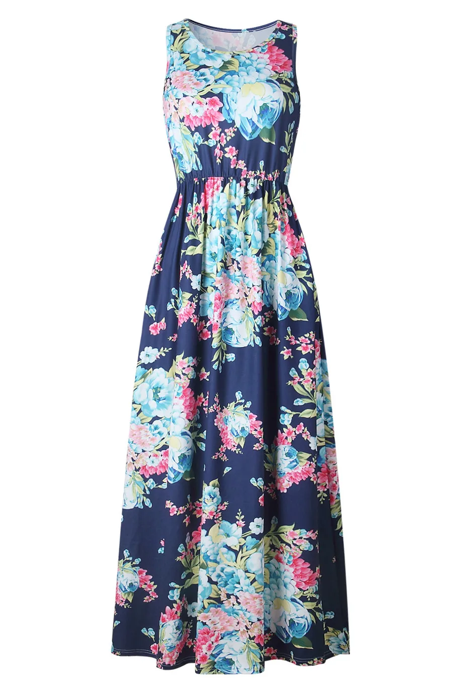 Gladiolus Hot 2019 Summer Dress Women Sleeveless O Neck Floral Print Casual Women Maxi Dress Loose Long Ladies Dresses Sundress (16)