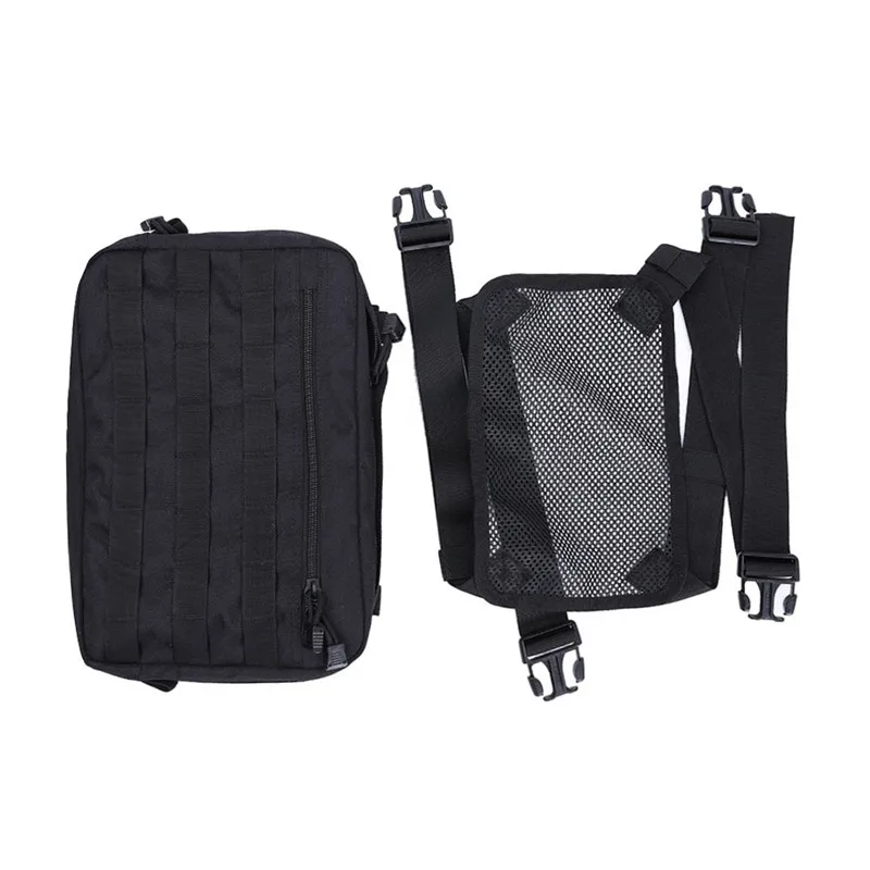 1000D Tactical Mesh Cloth Chest Bag Molle Accessory Pouch Zipper Bag Outdoor Combat Hunting Adjustable Belt Waist Pack