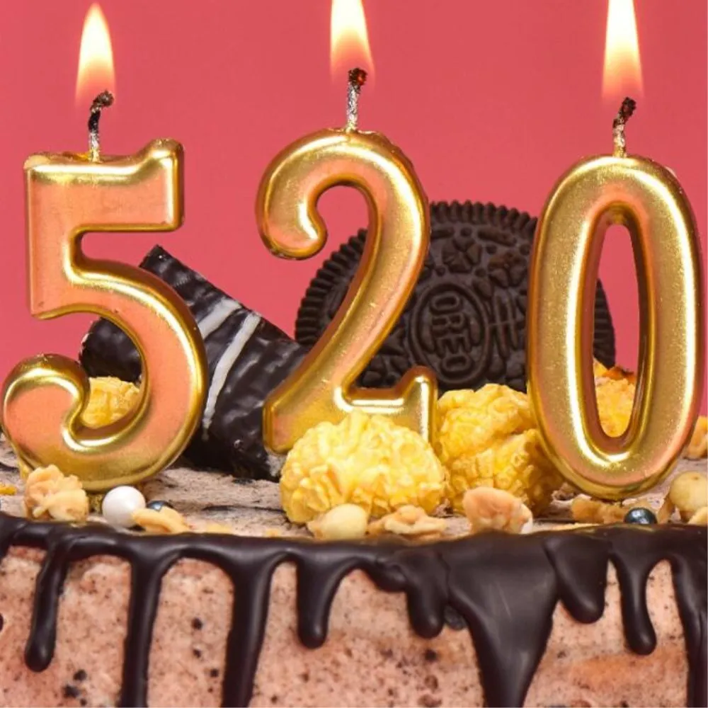 Золотая свеча с цифрами на день рождения для детей 0 1 2 3 4 5 6 7 8 9 лет|Товары