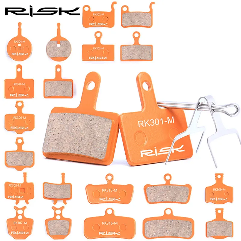 RISK 1 pair Bicycle Disc Brake Pads Full Metal Material Orange Cycling