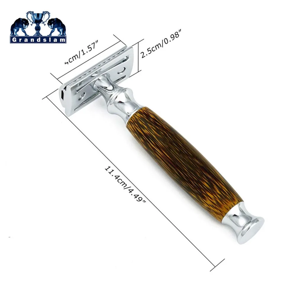 Безопасная бритва с двойными краями и длинной ручкой из натурального бамбука, лучшее бритье, удобный для мужчин, 10 лезвий