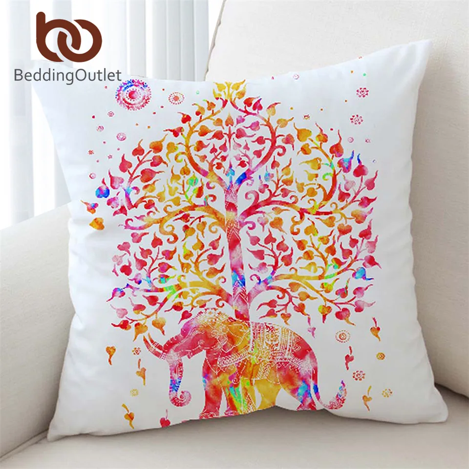 

BeddingOutlet Elephant Mandala Cushion Cover Ethnic Bohemian Pillow Case Microfiber Soft Boho Sofa Cover 45x45cm 70x70cm