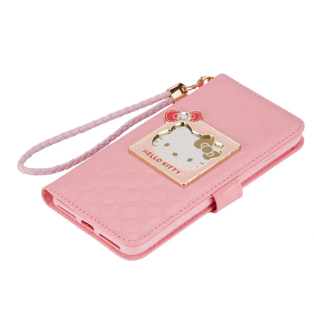 Fashion Style For iPhone 6 6s 7 8 Pus X XR XS Max Case Luxury Wallet Hello Kitty Magnetic Flip PU Leather Cover Mobile Phone bag