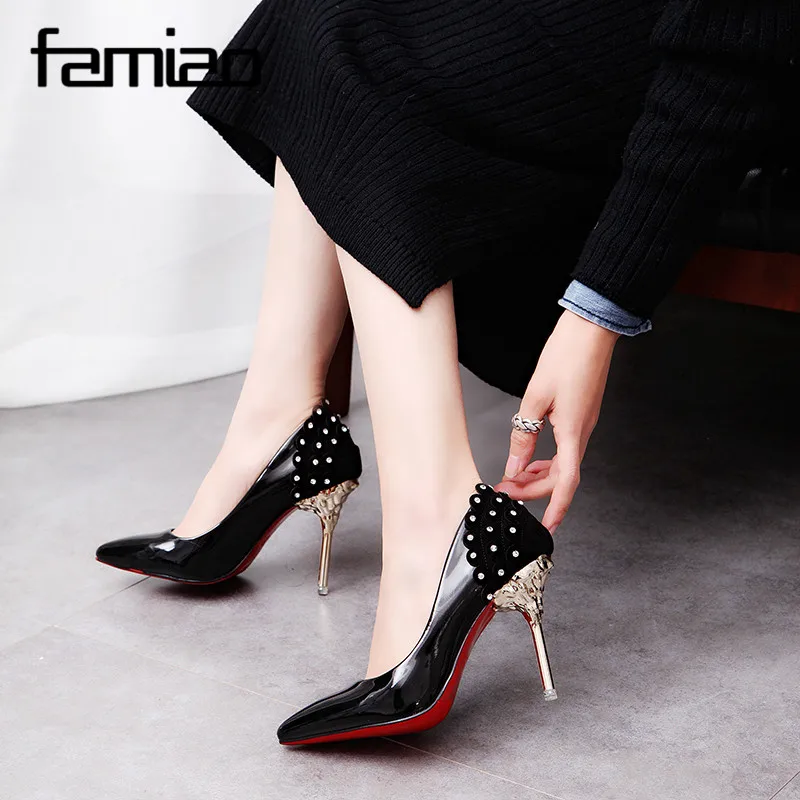 FAMIAO crystal wedding shoes pumps women shoes red luxury