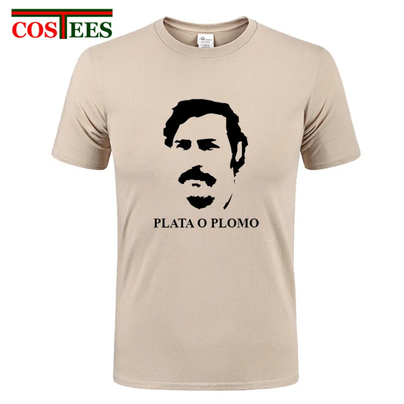 Мужская футболка с круглым вырезом Pablo Escobar черная или белая коротким рукавом