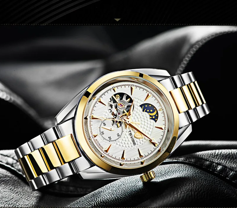 TEVISE Watch Men Moon Phase Mechanical Watches Luminous Automatic Watch Waterproof Steel Fashion Business Wristwatches Male  (18)