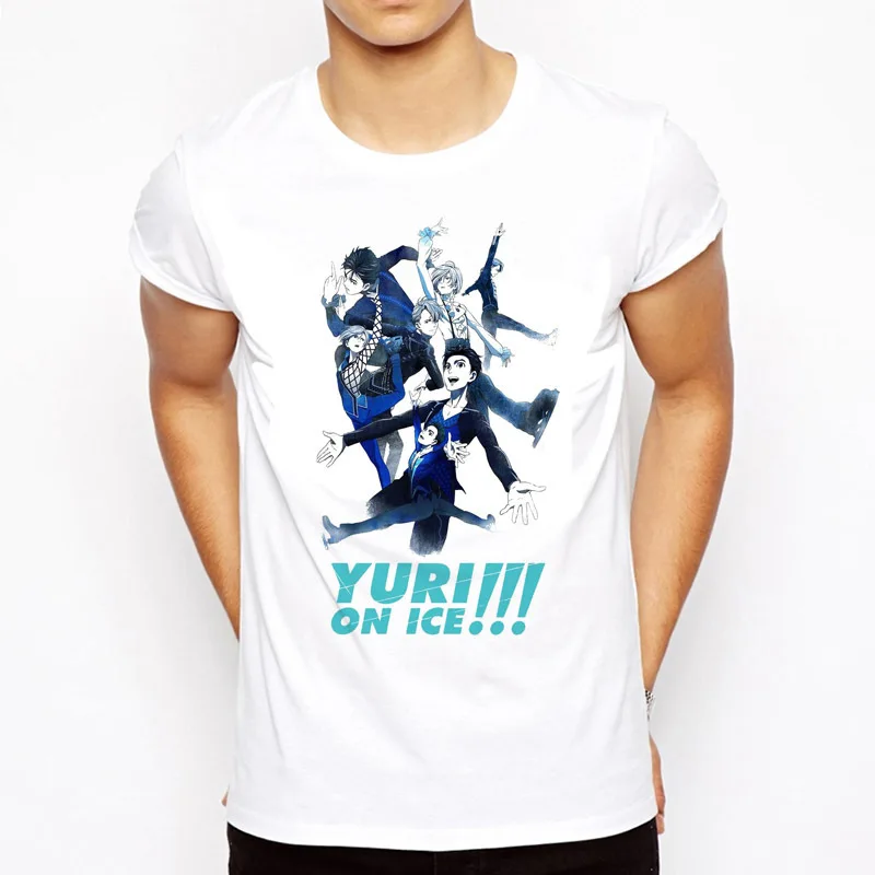 Аниме футболка мужская футболка мода yuri on ice футболка с круглым вырезом белые футболки с принтами на русские мотивы для мужчин Забавные футболки M8080
