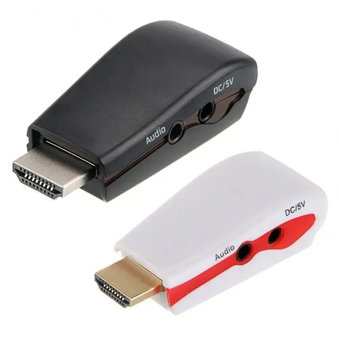 A Ausuky 1080 P HDMI мужчина к VGA Женский видео конвертер адаптер+ USB мощность аудио кабель PC-25