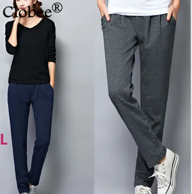 

Plus Size 6XL 2018 Woman Spring Winter Thick Warm Loose Cloth Harem Pants Female Elegant Solid Casual Office Work Pants Long W6