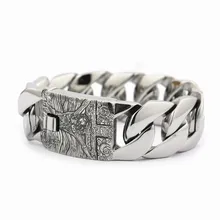 LINSION 6 длины глубокая гравировка 316L нержавеющая сталь Иисус Распятие Крест звено цепи мужские Байкер Браслет 5D201