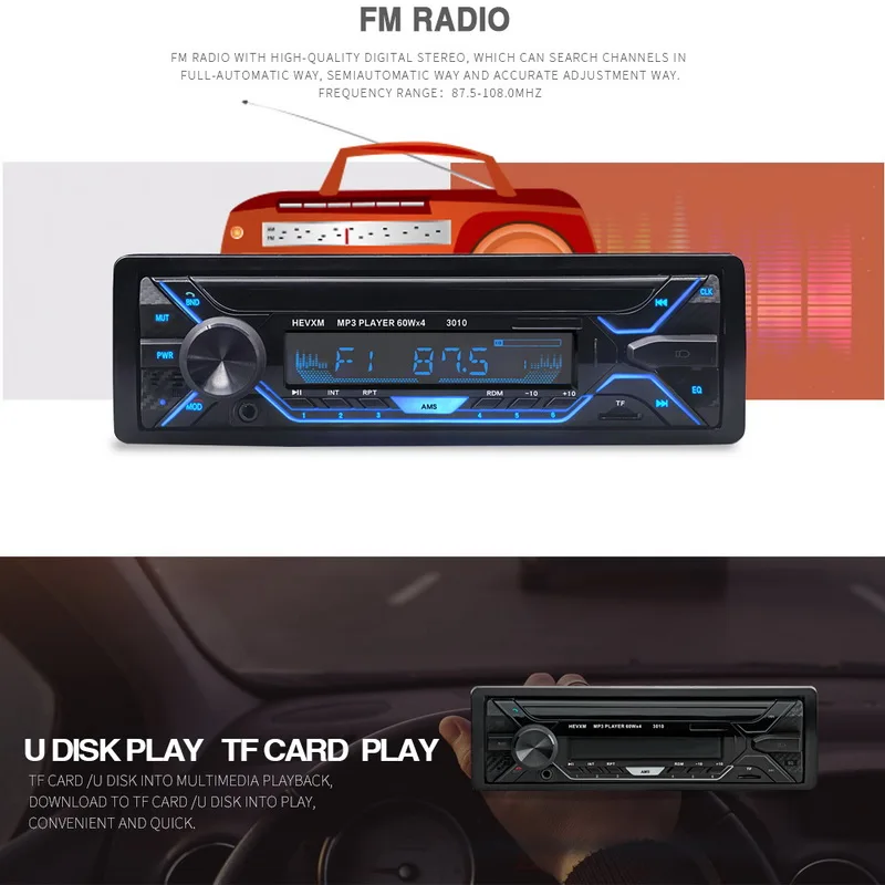 Bluetooth Авто радио автомобиля 1 din съемная панель аудио стерео FM USB TF карта AUX в радио кассетный плеер mp3 плеер RDS