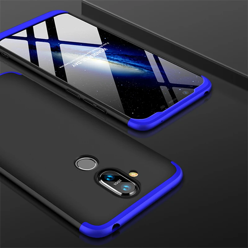 360 градусов Полная защита Drop-противоударный чехол Гибридный противоударный жесткий чехол для Nokia X7 8,1 TA-1119 TA-1121 TA-1128 TA-1131 TA - Цвет: Blue Black Blue