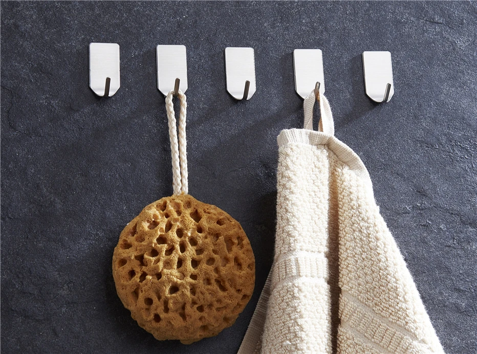 Stainless Steel Self Adhesive Hooks On The Wall Door Hanger Kitchen Bathroom Sundries Organizer Coat Key Holder3