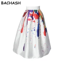 BACHASH, сексуальная Женская эластичная плиссированная юбка с натуральной талией, полосатая повседневная юбка до середины икры,, S-XXXL размера плюс, юбка с принтом