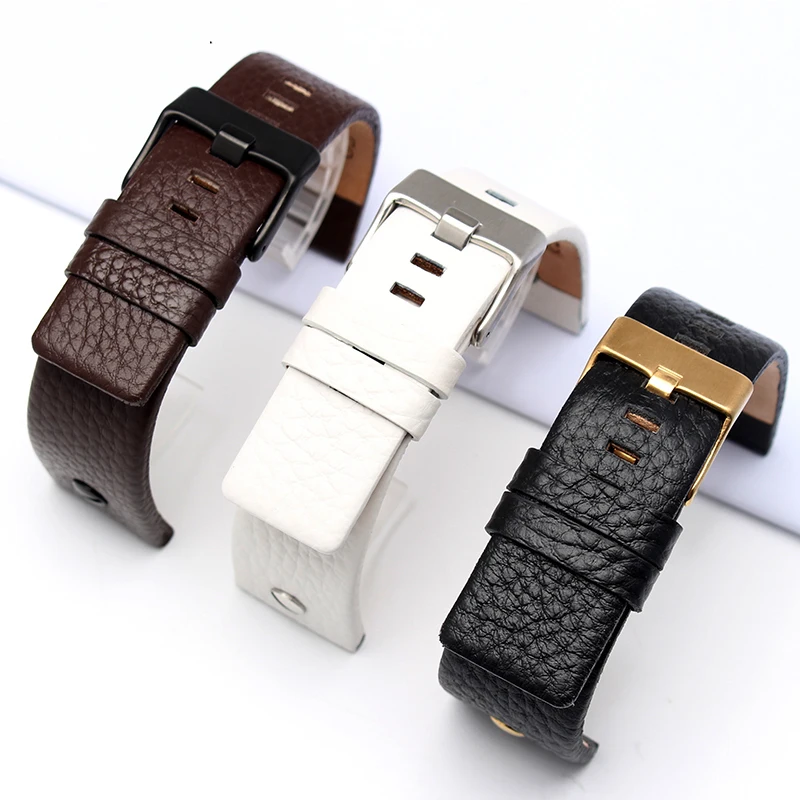 New Fashion Leather Watchband with rivet Watch Strap Belt Bracelet for diesel DZ7313 DZ7333 7322 7257 4318 7348 7334 Replacement