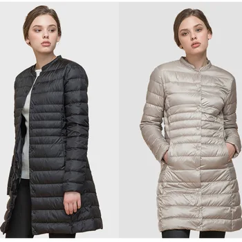

ZOGAA Woman Spring Padded Warm Coat Ultra Light Duck Down Jacket Long Overcoat Slim Solid Jackets Portable Parkas jacket