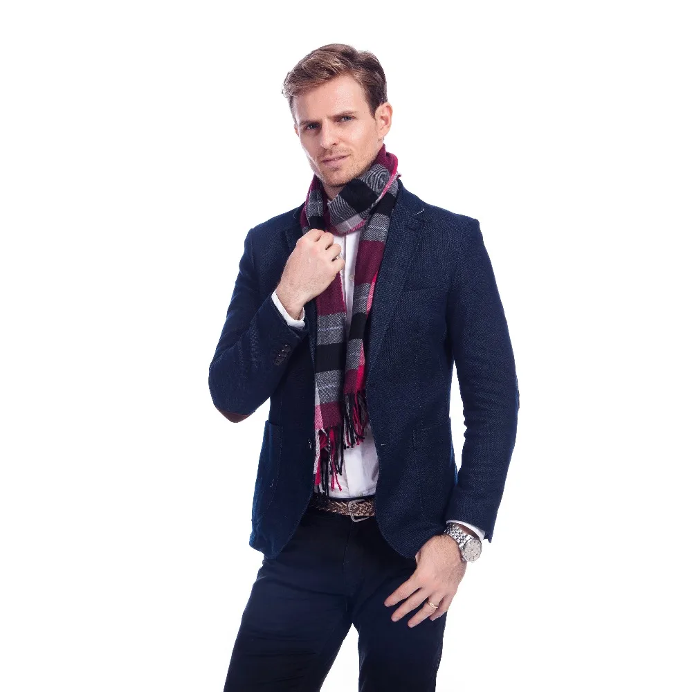 Warm brand tassel plaid knitted men scarf winter autumn scarves classical cashmere scarves brand design A3A17534 man scarf