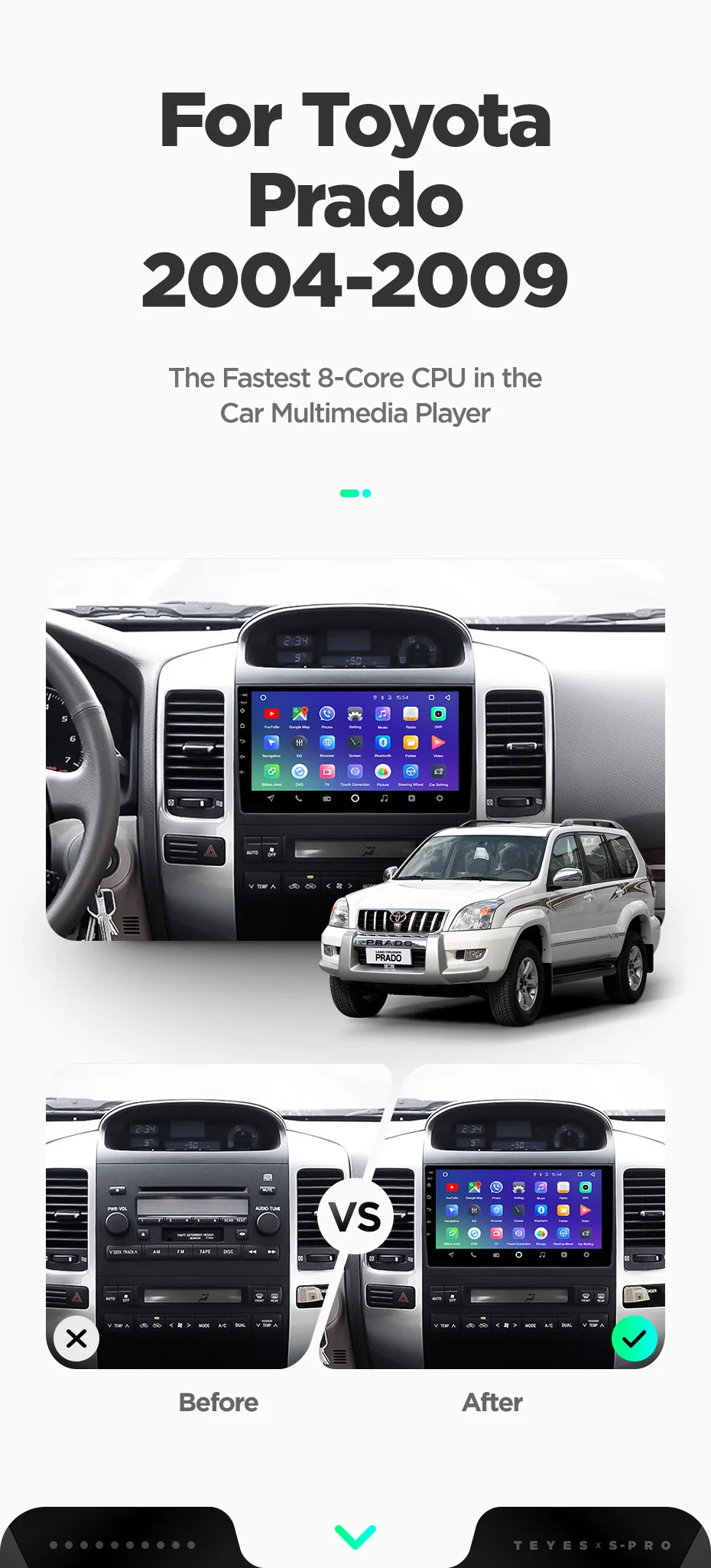 Perfect TEYES SPRO Car Radio Multimedia no 2 din android 8,1 8.1 Video Player Navigation GPS For Toyota LAND CRUISER Prado 120 2003-2009 6
