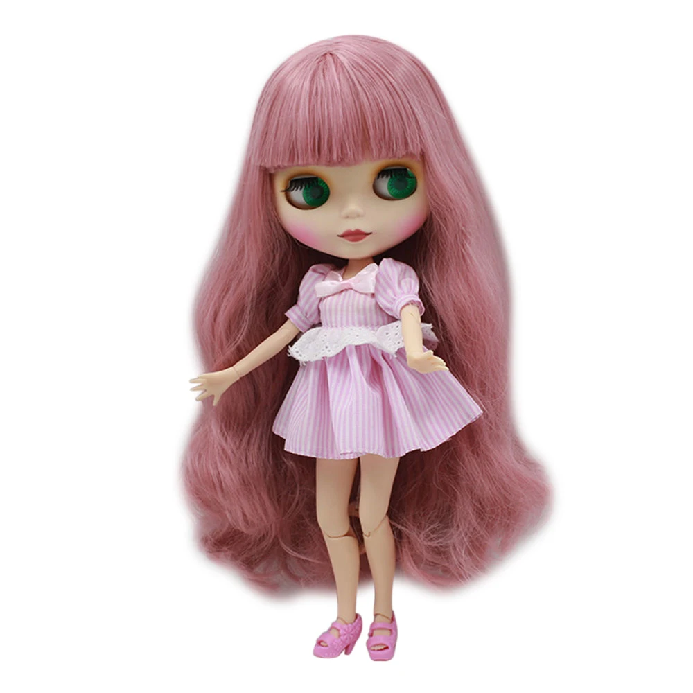 

blyth doll joint body matte face BJD dolls 280BL1063 pink hair with bangs for girl present DIY