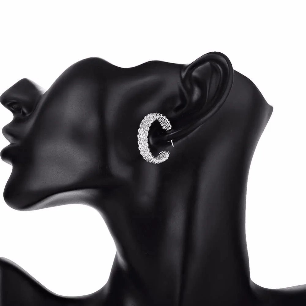 CHUKUI women silver round hoop earrings woman wholesale free shipping christmas gifts fashion jewelry metal half hoop earing  (1)